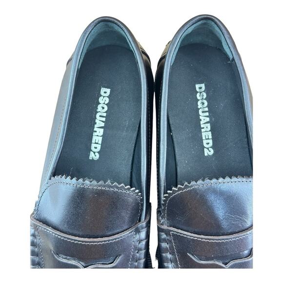 DSQUARED2 Beau pebbled leather penny loafers Men’s size 8.5-9 42 Brown Leather - Picture 8 of 9